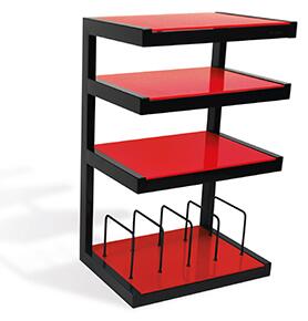 Hifi stolek ESSE HIFI VINYL (černý rám + červené sklo)
