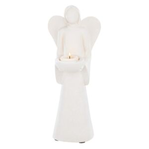 GILDE Keramický anděl Vera se svícnem krémový, 10x10,5x29 cm