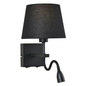 Nástěnná lampa s LED ramenem na čtení NORTE, černá