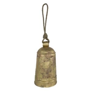 Zlatý plechový zvon s dřevěným srdcem Vanni - Ø 16*29cm
