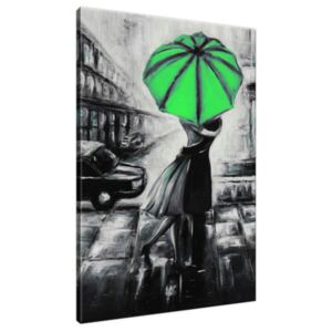 Ručně malovaný obraz Zelený polibek v dešti 70x100cm RM2473A_1AB
