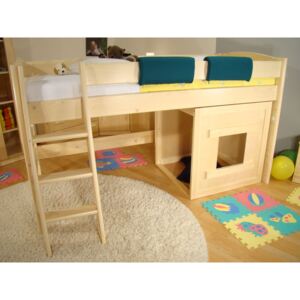 Dětská zvýšená postel masiv FIJA N s domečkem 90x200