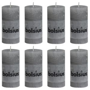 Bolsius Rustikální válcové svíčky 8 ks 100 x 50 mm světle šedé