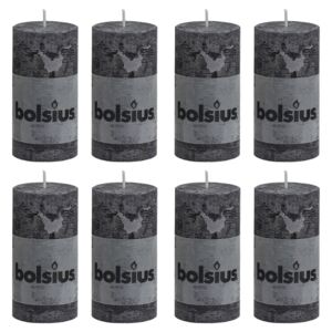 Bolsius Rustikální válcové svíčky 8 ks 100 x 50 mm antracitové