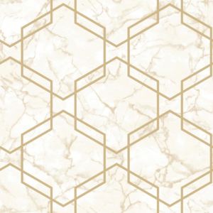 Geometrická vliesová tapeta Holden Ventura béžovo-zlatá 0,53x10,05 m