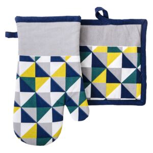 Kuchyňský SET rukavice/chňapka SCOPE modrá/žlutá, 18x30 cm/20X20 cm ESSEX, 100% bavlna