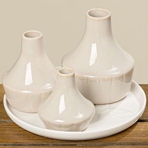 Porcelánová vázy na podnose - set 4 ks, La Almara