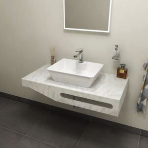 Sapho TAILOR+ rockstone deska 100x50 cm, límec C, držák ručníku vpravo