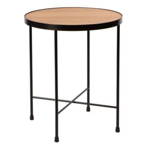 Odkládací stolek Talon Ø 43 cm, černá/dub