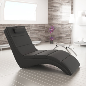 Relaxační křeslo designové ekokůže černá LONG