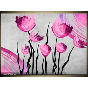 Abstraktní obraz - růžové květiny (F005615F7050)
