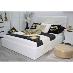 Čalouněná postel MARTIN + UP, 160x200, bílá ekokůže