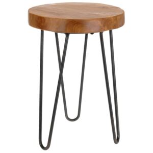 Dřevěná stolička s kovovými nohami, průmyslové, přírodní styl