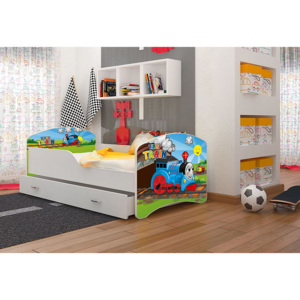Dětská postel s pohádkovými motivy FRAGA + matrace + rošt ZDARMA, 140x80, VZOR 43