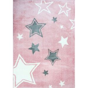 Makro Abra Dětský kusový koberec SLIM 7665 hvězdy růžový 60 x 100