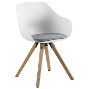 Jídelní židle Vilma s dřevěnou podnoží (SET 2 ks), bílá/šedá - Design Scandinavia