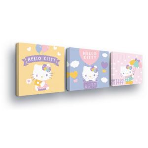 Obraz na plátně - Hello Kitty v Pastelových Barvách Trio 3 x 25x25 cm