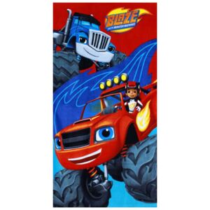 Setino • Chlapecká plážová osuška Monster Truck Plamínek a čtyřkoláci - Blaze - 100% bavlna - 70 x 140 cm