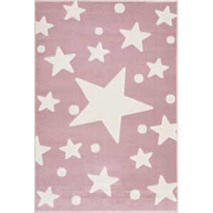 Dětský moderní koberec s hvězdami barva: růžová x bílá, rozměr: 100 x 160 cm