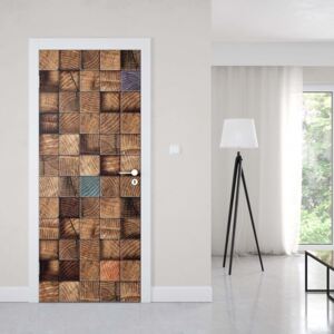 GLIX Fototapeta na dveře - 3D Wooden Blocks Texture | 91x211 cm