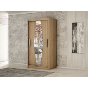Moderní skříň se zrcadly a posuvnými dveřmi Kamila 120 v barvě dub sonoma