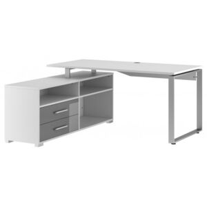 Rohový psací stůl SPOKE bílá/šedá