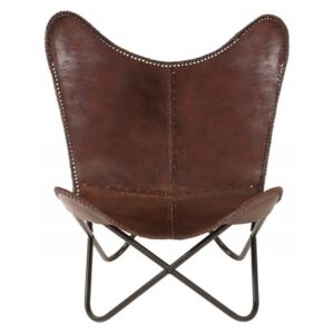Židlo-křeslo BUTTERFLY BROWN II pravá kůže Nábytek | Obývací pokoj | Křesla