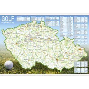 Stírací mapa golfových hřišť ČR 60 x 40 cm - lišty