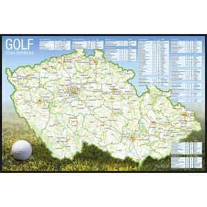 Stírací mapa golfových hřišť ČR 60 x 40 cm - hliníkový rám - černý