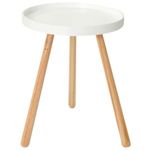 Moebel Living Bílý kulatý odkládací stolek Fini 35 cm