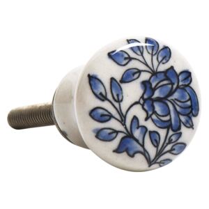 Porcelánová úchytka Flower blue