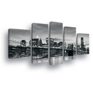 GLIX Obraz na plátně - Černobílý New Yorkský Most 2 x 40x60 / 2 x 30x80 / 1 x 30x100 cm