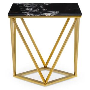 Besoa Black Onyx I, konferenční stolek, 50 x 55 x 35 cm (Š x V x H), mramor, zlatý/černý