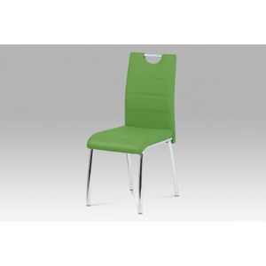Jídelní židle, koženka zelená / chrom