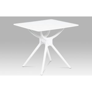 Jídelní stůl 80x80, bílá MDF, plast bílý