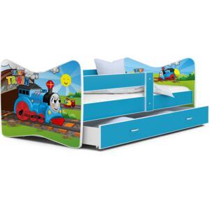 SKLADEM: Dětská postel THOMAS se šuplíkem - 140x70 cm - MAŠINKA TOMÁŠ + MATRACE 6 cm