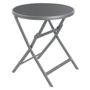 FLORABEST® Skládací hliníkový stůl se skleněnou deskou, šedý