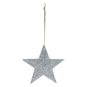 Třpytivá závěsná hvězdička Silver Glitter 8 cm