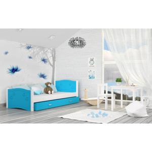 Dětská postel DIANA + matrace + rošt ZDARMA, bez zábrany, 174x80, modrý