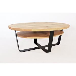 Majstrštych Konferenční stůl Konopka Typ a sukovitost dřeva: Dub sukovitý/rustikální (bez příplatku), Barva kovových nohou: Černá mat - RAL 9005 (bez příplatku)
