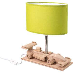 Stolní dřevěná dětská lampička ve tvaru formule TRUCK, 1xE27, 60W, zelená