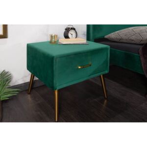 Noční stolek Dawies 45cm x 42cm - smaragdový, samet / 40031