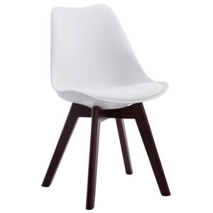 Židle Borne V2 ~ plast / koženka, dřevené nohy ořech Barva Bílá