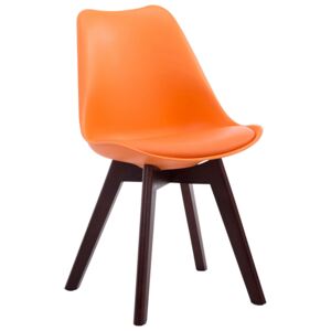 Židle Borne V2 ~ plast / koženka, dřevené nohy ořech Barva Oranžová