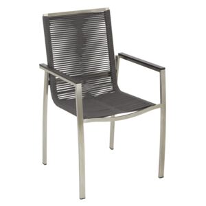STOHOVATELNÁ ŽIDLE, barvy nerez oceli, tmavě šedá, kov, plast, textil Amatio - Stohovatelné zahradní židle