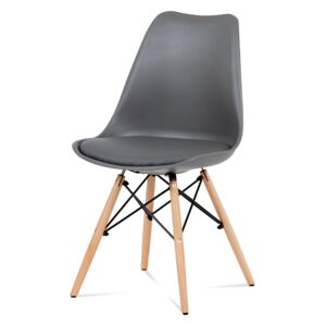 Jídelní židle CT-741 GREY plast šedý, koženka šedá, podnož buk
