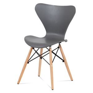 Jídelní židle CT-742 GREY plast šedý, podnož buk, kov černý