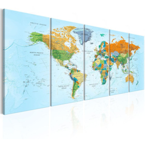 Murando DeLuxe Vícedílné obrazy - podrobná mapa světa 125x50 cm