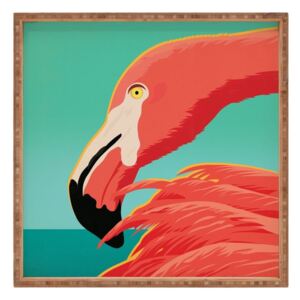 Dřevěný dekorativní servírovací tác Flamingo, 40 x 40 cm