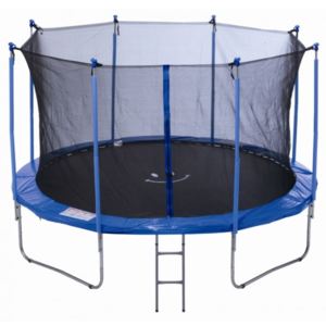 Trampolína 366 cm Fit-Center se sítí+schůdky zdarma - modrá